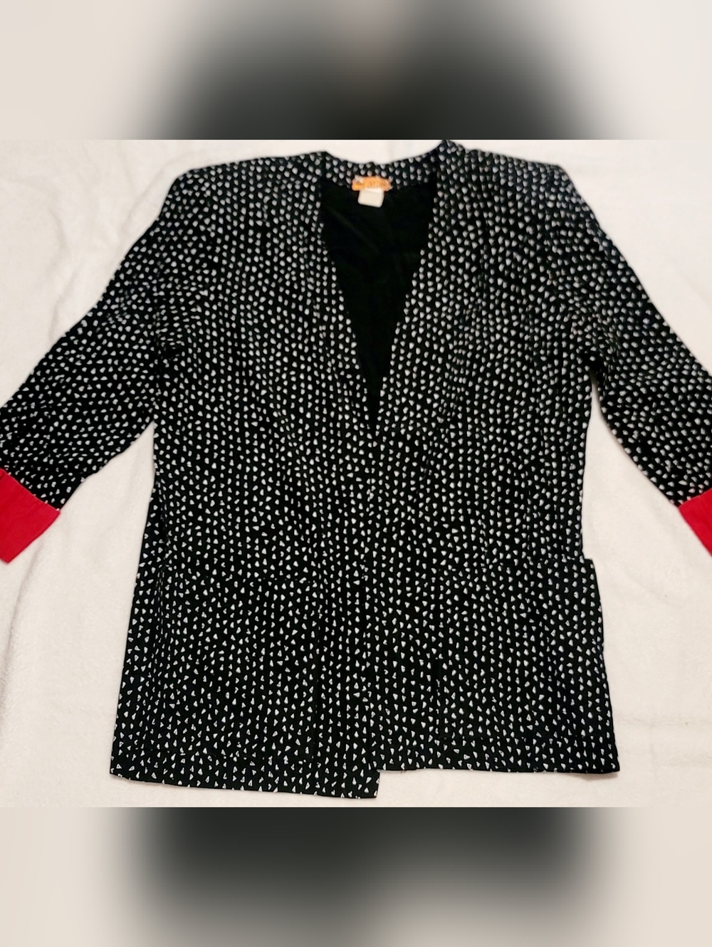 Vintage Black, White And Red Triangle Design Blazer/ Coat W/ Pads Sz 18/20